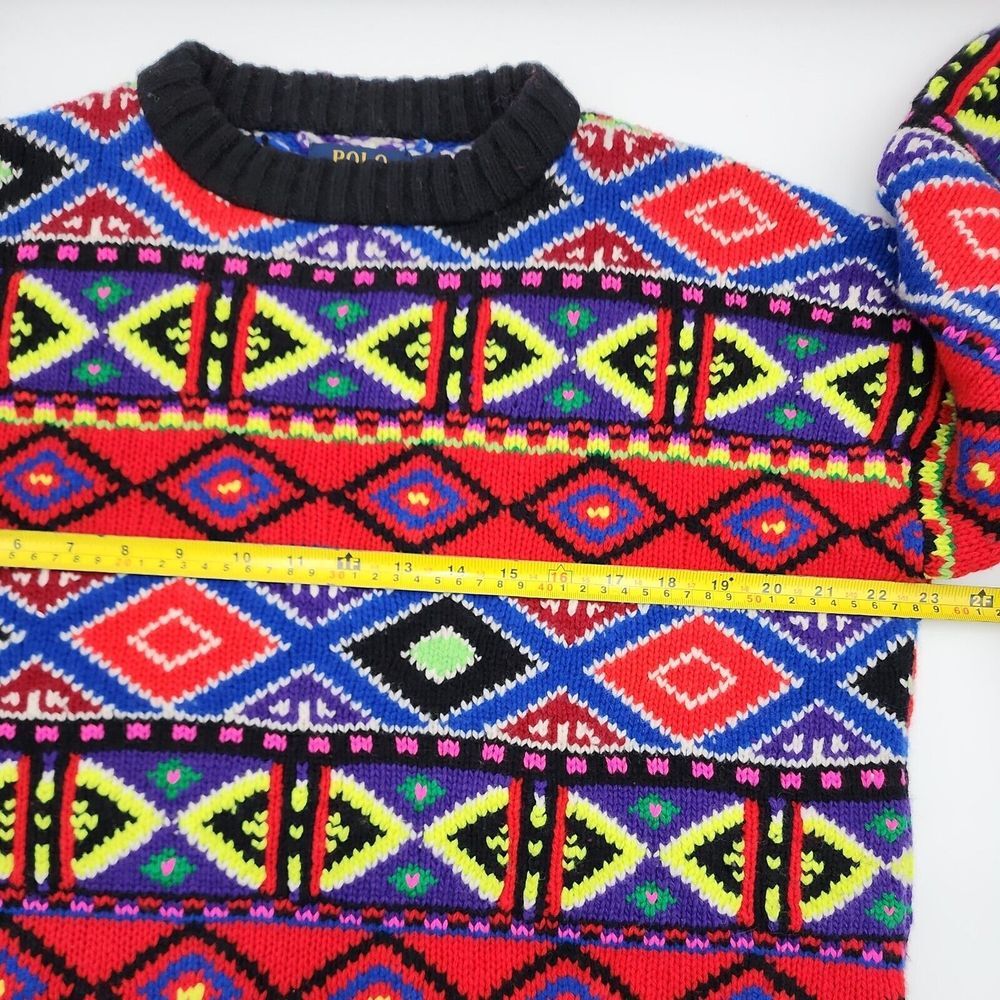 Polo Ralph Lauren Sweater Colorful Nordic Design Heavier Weight Women's Size M - Picture 8 of 10